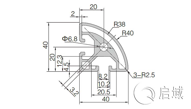 QY-8-4040R鋁型材圖紙